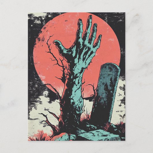Carte Postale Horror Comic Zombie Graveyard (Devant)