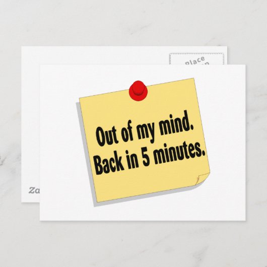Carte Postale Hors De Mon Esprit En 5 Minutes (Devant / Derrière)