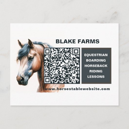Carte postale Horse Business QR Code (Devant)