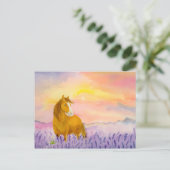 Carte Postale Horse in Lavender Field During Sunset  (Debout devant)