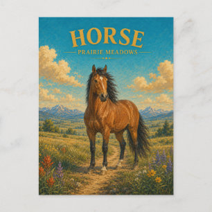 Carte Postale Horse Prairie Meadows Watercolor GeoSaga