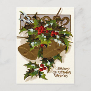 Carte Postale Horseshoe Bell Holly Snow Gold