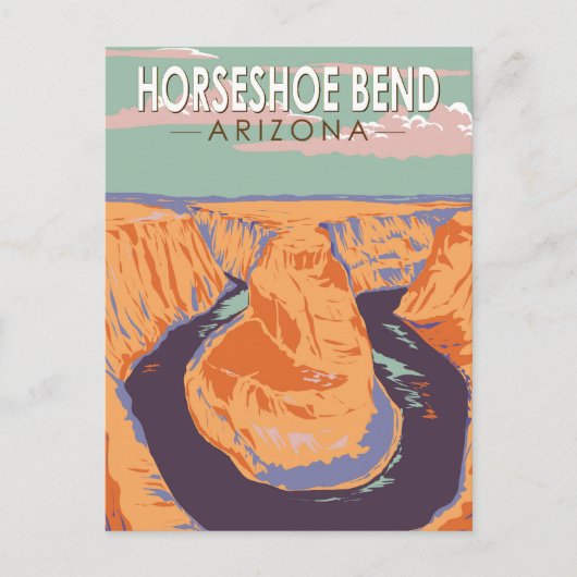 Carte Postale Horseshoe Bend Art de voyage Vintage (Devant)