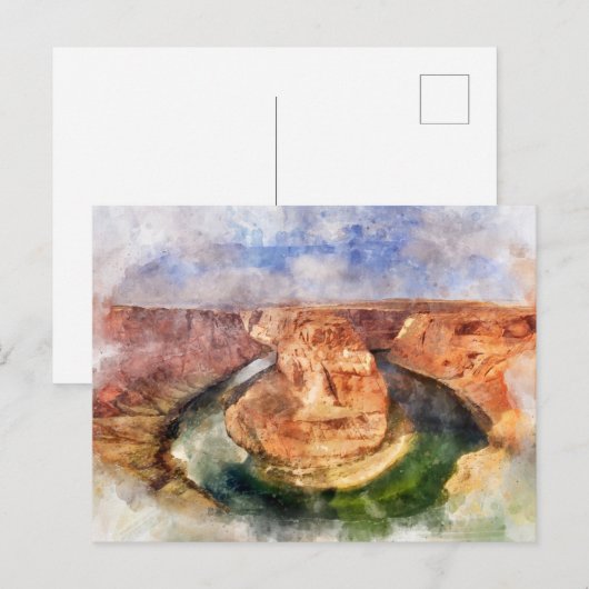 Carte Postale Horseshoe Bend in Grand Canyon aquarelle (Devant / Derrière)