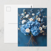 Carte Postale Hortensias bleus et fleurs blanches (Devant / Derrière)