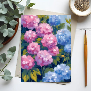 Carte Postale Hortensias d'été   Fleurs côtières roses et bleues