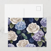 Carte Postale Hortensias Et Roses Blanches (Devant / Derrière)