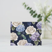 Carte Postale Hortensias Et Roses Blanches (Debout devant)