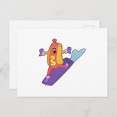 Carte Postale Hot-dog as Snowboarder with Sonowboard (Devant / Derrière)
