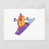 Carte Postale Hot-dog as Snowboarder with Sonowboard (Devant)