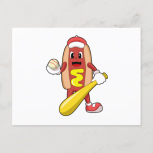 Carte Postale Hot dog at baseball with baseball
