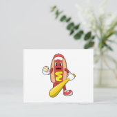 Carte Postale Hot-dog au baseball avec batte de baseball (Debout devant)