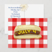 Carte Postale Hot Dog du 4 juillet sur plaid de Buffalo (Devant / Derrière)