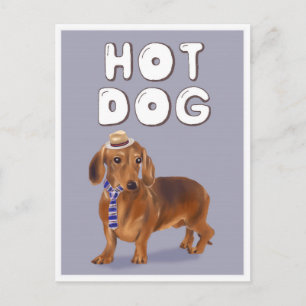 Carte Postale Hot Dog Funny Dachshund Word Pun