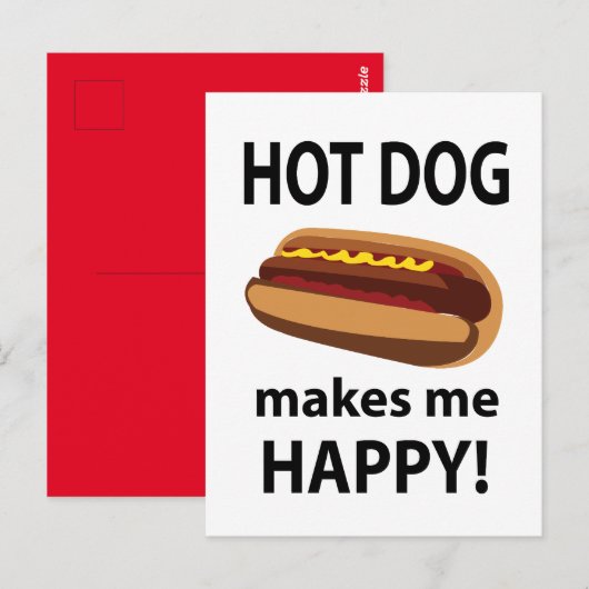 Carte Postale Hot Dog Me Rend Heureux Hot Dog (Devant / Derrière)