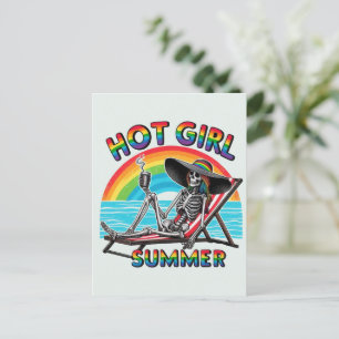 Carte Postale Hot Girl Summer Skeleton Retro Beach Design