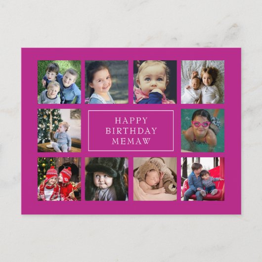 Carte Postale Hot rose Anniversaire photo Collage Anniversaire (Devant)