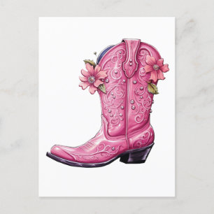 Carte Postale Hot rose Cowgirl Boot Howdy