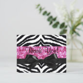 Carte Postale Hot rose étincelle Zebra Girly Girly Note de remer (Debout devant)