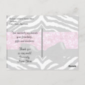 Carte Postale Hot rose étincelle Zebra Girly Girly Note de remer (Dos)