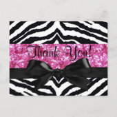 Carte Postale Hot rose étincelle Zebra Girly Girly Note de remer (Devant)