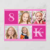 Carte Postale Hot rose Fille Anniversaire Photo Collage Chic (Devant)