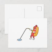 Carte Postale Hotdog à la pêche avec canne à pêche (Devant / Derrière)