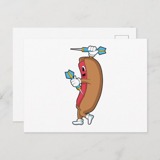 Carte Postale Hotdog aux Fléchettes avec Fléchette.PNG (Devant / Derrière)