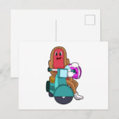 Carte Postale Hotdog comme motard avec Scooter.PNG (Devant / Derrière)