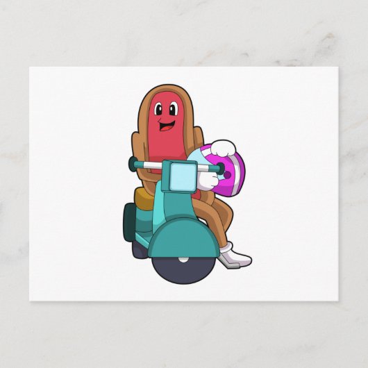 Carte Postale Hotdog comme motard avec Scooter.PNG (Devant)