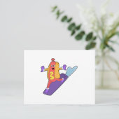 Carte Postale Hotdog en snowboardeur avec Sonowboard (Debout devant)