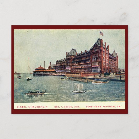 Carte Postale Hôtel Chamberlain, Forteresse Monroe, Virginia Vin (Devant)