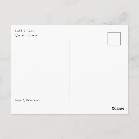 Carte Postale Hôtel de Glace, Québec, Canada (Dos)