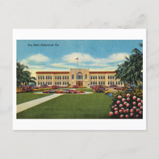 Carte Postale Hôtel de ville à Hollywood, Floride, Vintage voyag