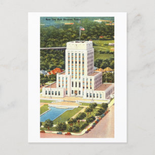 Carte Postale Hôtel de ville à Houston, Texas, Vintage