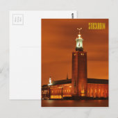 Carte Postale Hôtel de ville de Stockholm, Suède (Devant / Derrière)