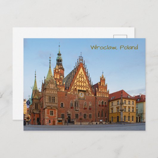 Carte Postale Hôtel de ville de Wroclaw en Pologne Architecture (Devant / Derrière)