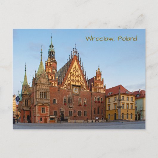 Carte Postale Hôtel de ville de Wroclaw en Pologne Architecture (Devant)