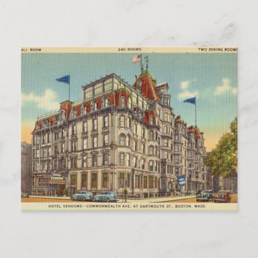 Carte Postale Hôtel vintage, Boston, Massachusetts (Devant)