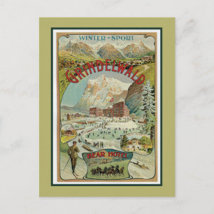 Carte Postale Hôtels de sports d'hiver vintages des Alpes suisse