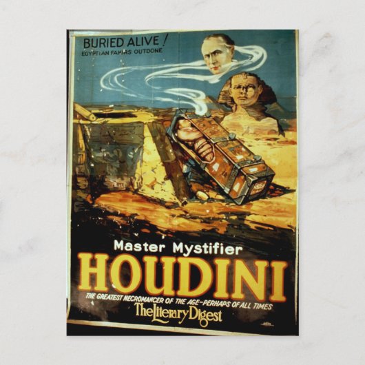 Carte Postale Houdini, le "Literary Digest" Théâtre Vintage (Devant)