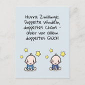 Carte Postale Hourra jumeaux, félicitations, deux garçons, (Devant)