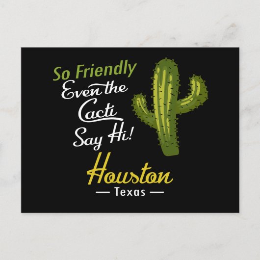 Carte Postale Houston Cactus Funny Retro (Devant)