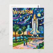 Carte Postale Houston Skyline Space Center Rocket Van Gogh Kids (Devant / Derrière)