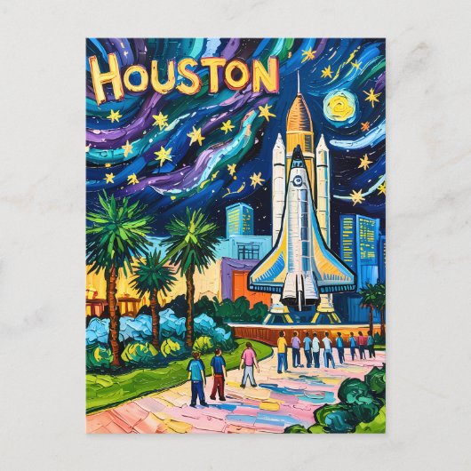 Carte Postale Houston Skyline Space Center Rocket Van Gogh Kids (Devant)