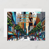 Carte Postale Houston, Texas Downtown City View Art Abstrait (Devant / Derrière)