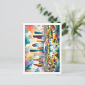 Carte Postale Houston Texas USA Famous Place aquarelle (Debout devant)