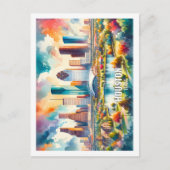 Carte Postale Houston Texas USA Famous Place aquarelle (Devant)