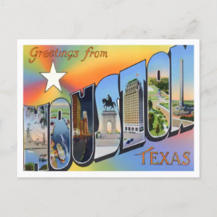 Carte postale Houston, Texas Vintage Big Letters
