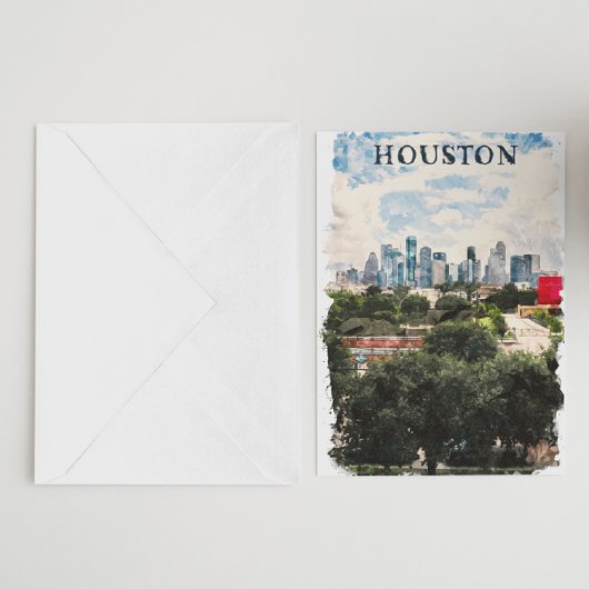 Carte Postale Houston Texas Vintage Retro Travel Aquarelle